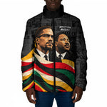 MLK And Malcolm X Civil Rights Padded Jacket Martin Luther King Jr - Pan African Flag - Vintage Newspaper