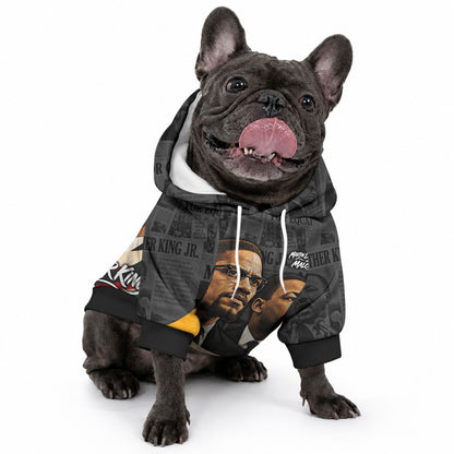 MLK And Malcolm X Civil Rights Pet Hoodie Martin Luther King Jr - Pan African Flag - Vintage Newspaper