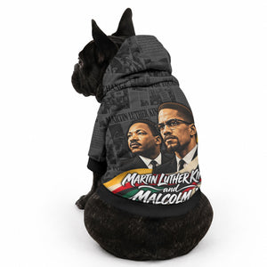 MLK And Malcolm X Civil Rights Pet Hoodie Martin Luther King Jr - Pan African Flag - Vintage Newspaper