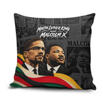 MLK And Malcolm X Civil Rights Pillow Cover Martin Luther King Jr - Pan African Flag - Vintage Newspaper