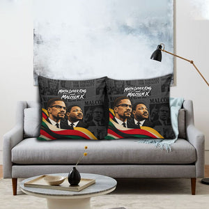 MLK And Malcolm X Civil Rights Pillow Cover Martin Luther King Jr - Pan African Flag - Vintage Newspaper