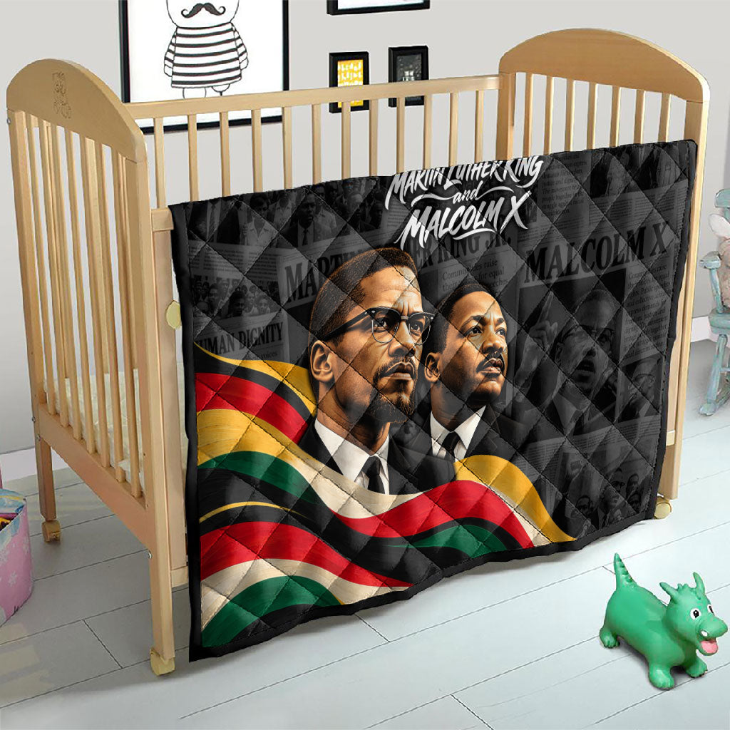 MLK And Malcolm X Civil Rights Quilt Martin Luther King Jr - Pan African Flag - Vintage Newspaper