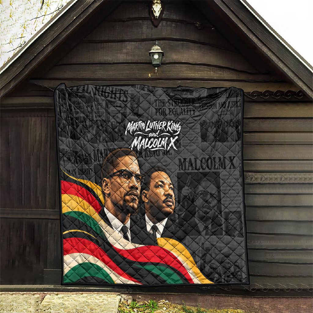 MLK And Malcolm X Civil Rights Quilt Martin Luther King Jr - Pan African Flag - Vintage Newspaper