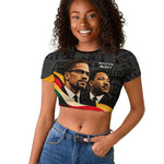 MLK And Malcolm X Civil Rights Raglan Cropped T shirt Martin Luther King Jr - Pan African Flag - Vintage Newspaper