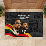 MLK And Malcolm X Civil Rights Rubber Doormat Martin Luther King Jr - Pan African Flag - Vintage Newspaper