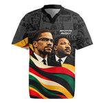 MLK And Malcolm X Civil Rights Rugby Jersey Martin Luther King Jr - Pan African Flag - Vintage Newspaper