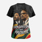MLK And Malcolm X Civil Rights Scrub Top Martin Luther King Jr - Pan African Flag - Vintage Newspaper