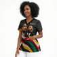 MLK And Malcolm X Civil Rights Scrub Top Martin Luther King Jr - Pan African Flag - Vintage Newspaper