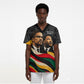 MLK And Malcolm X Civil Rights Scrub Top Martin Luther King Jr - Pan African Flag - Vintage Newspaper