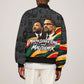 MLK And Malcolm X Civil Rights Sleeve Zip Bomber Jacket Martin Luther King Jr - Pan African Flag - Vintage Newspaper