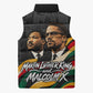 MLK And Malcolm X Civil Rights Sleeveless Puffer Jacket Martin Luther King Jr - Pan African Flag - Vintage Newspaper
