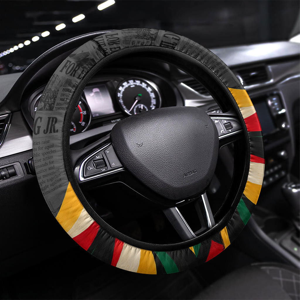 MLK And Malcolm X Civil Rights Steering Wheel Cover Martin Luther King Jr - Pan African Flag - Vintage Newspaper