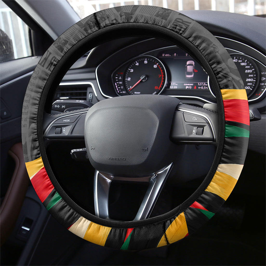 MLK And Malcolm X Civil Rights Steering Wheel Cover Martin Luther King Jr - Pan African Flag - Vintage Newspaper