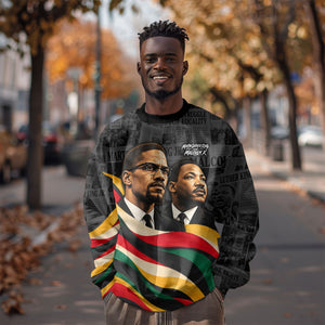 MLK And Malcolm X Civil Rights Sweatshirt Martin Luther King Jr - Pan African Flag - Vintage Newspaper