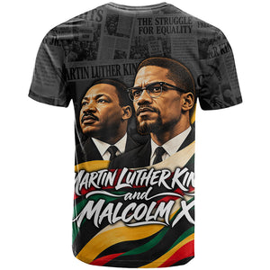 MLK And Malcolm X Civil Rights T shirt Martin Luther King Jr - Pan African Flag - Vintage Newspaper