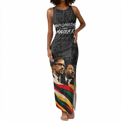 MLK And Malcolm X Civil Rights Tank Maxi Dress Martin Luther King Jr - Pan African Flag - Vintage Newspaper