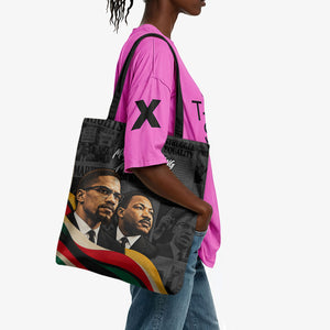 MLK And Malcolm X Civil Rights Tote Bag Martin Luther King Jr - Pan African Flag - Vintage Newspaper