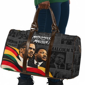 MLK And Malcolm X Civil Rights Travel Bag Martin Luther King Jr - Pan African Flag - Vintage Newspaper