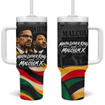 MLK And Malcolm X Civil Rights Tumbler With Handle Martin Luther King Jr - Pan African Flag - Vintage Newspaper