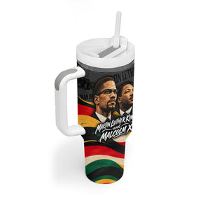 MLK And Malcolm X Civil Rights Tumbler With Handle Martin Luther King Jr - Pan African Flag - Vintage Newspaper