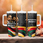 MLK And Malcolm X Civil Rights Tumbler With Handle Martin Luther King Jr - Pan African Flag - Vintage Newspaper