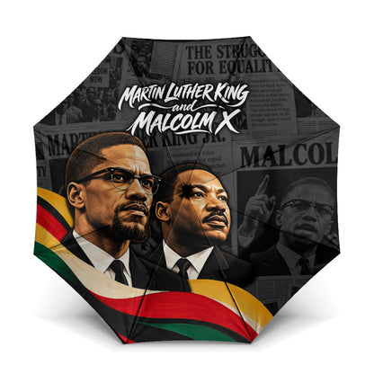 MLK And Malcolm X Civil Rights Umbrella Martin Luther King Jr - Pan African Flag - Vintage Newspaper