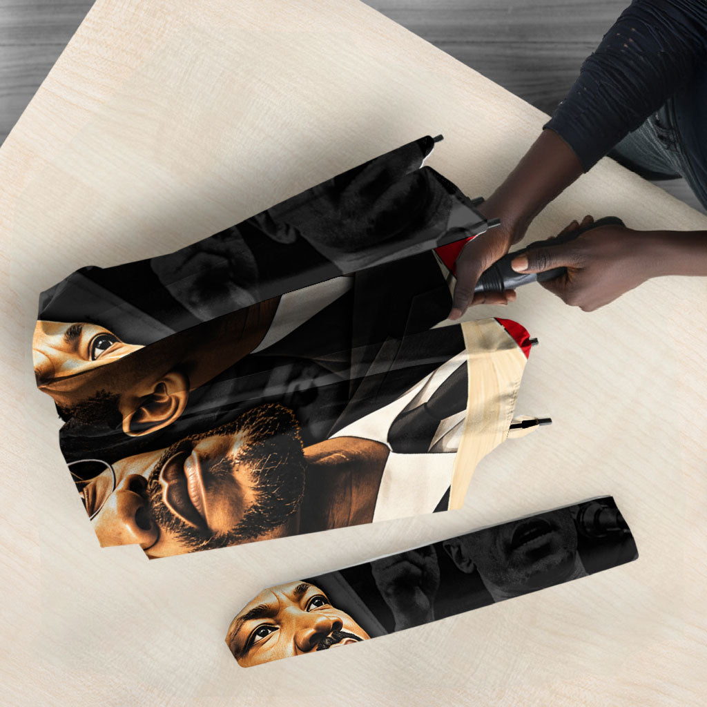 MLK And Malcolm X Civil Rights Umbrella Martin Luther King Jr - Pan African Flag - Vintage Newspaper