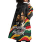 MLK And Malcolm X Civil Rights Wearable Blanket Hoodie Martin Luther King Jr - Pan African Flag - Vintage Newspaper