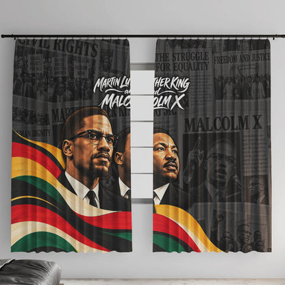 MLK And Malcolm X Civil Rights Window Curtain Martin Luther King Jr - Pan African Flag - Vintage Newspaper