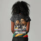 MLK And Malcolm X Civil Rights Women V-Neck T-Shirt Martin Luther King Jr - Pan African Flag - Vintage Newspaper