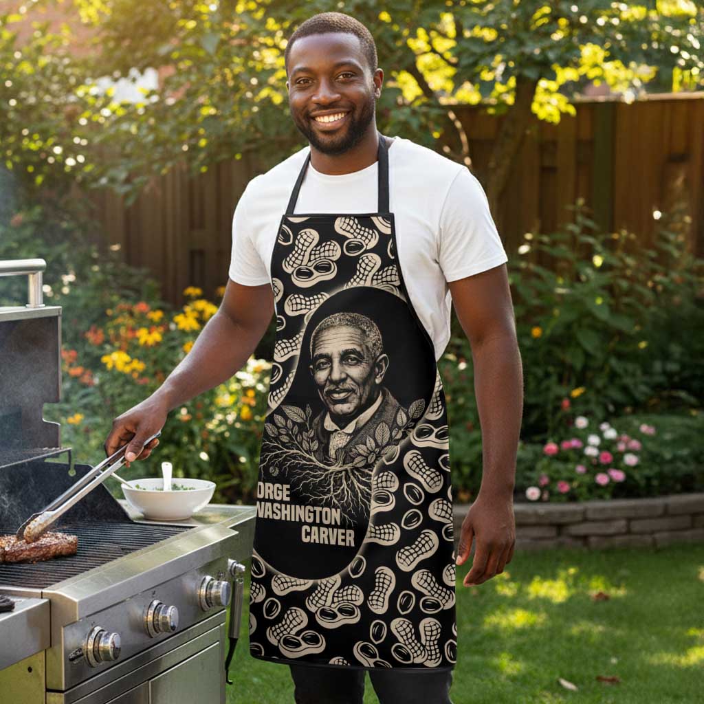 George Washington Carver Apron Peanut From Soil Comes Knowledge Quote and Agricultural Roots - African Pride