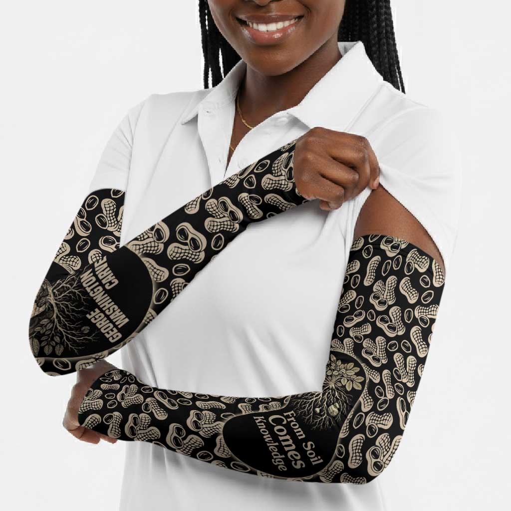 George Washington Carver Arm Sleeves Peanut From Soil Comes Knowledge Quote and Agricultural Roots - African Pride
