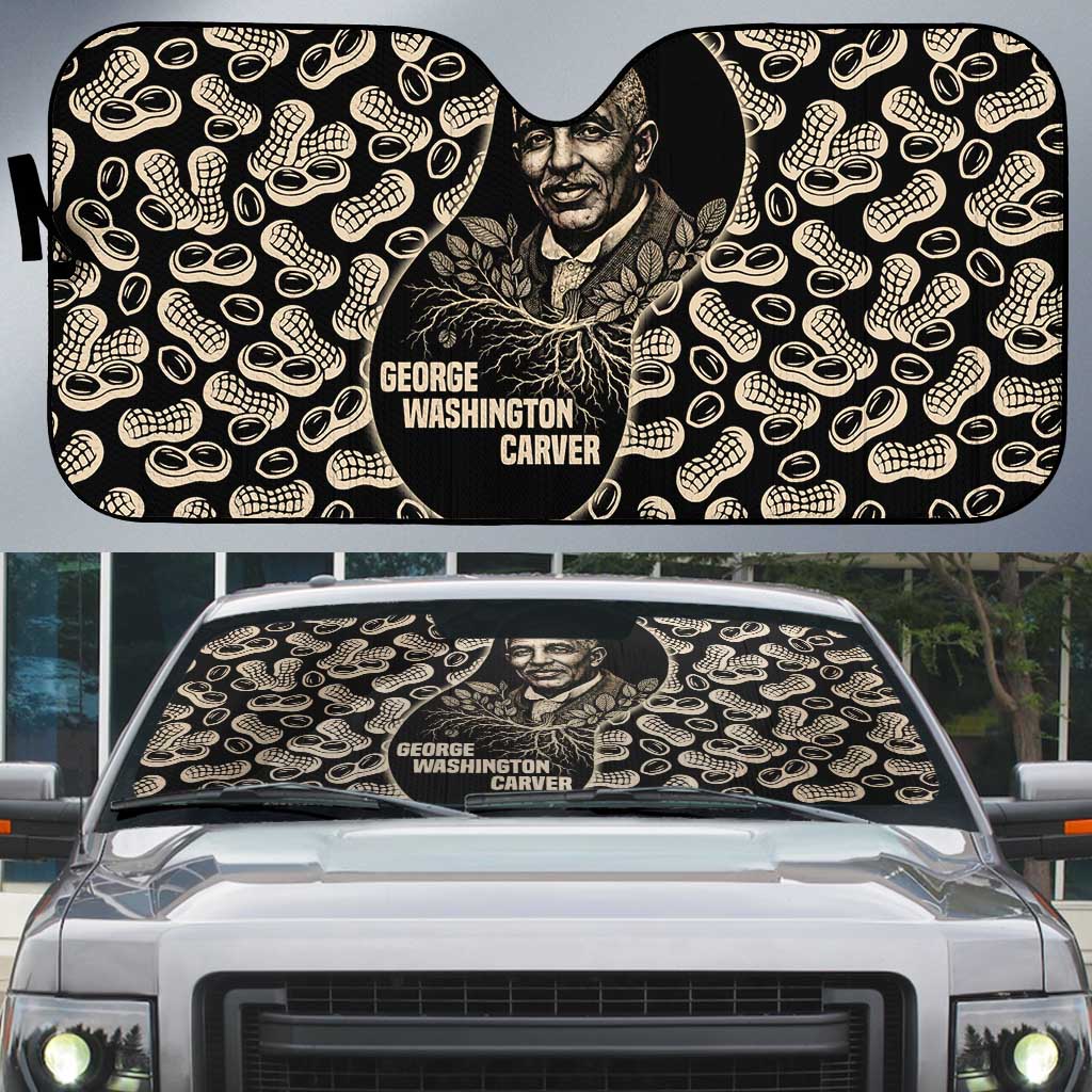 George Washington Carver Auto Sun Shade Peanut From Soil Comes Knowledge Quote and Agricultural Roots - African Pride
