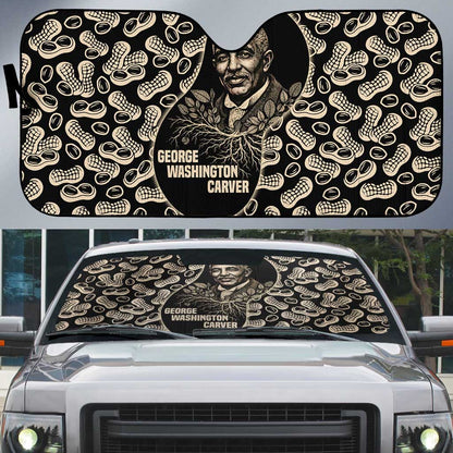 George Washington Carver Auto Sun Shade Peanut From Soil Comes Knowledge Quote and Agricultural Roots - African Pride