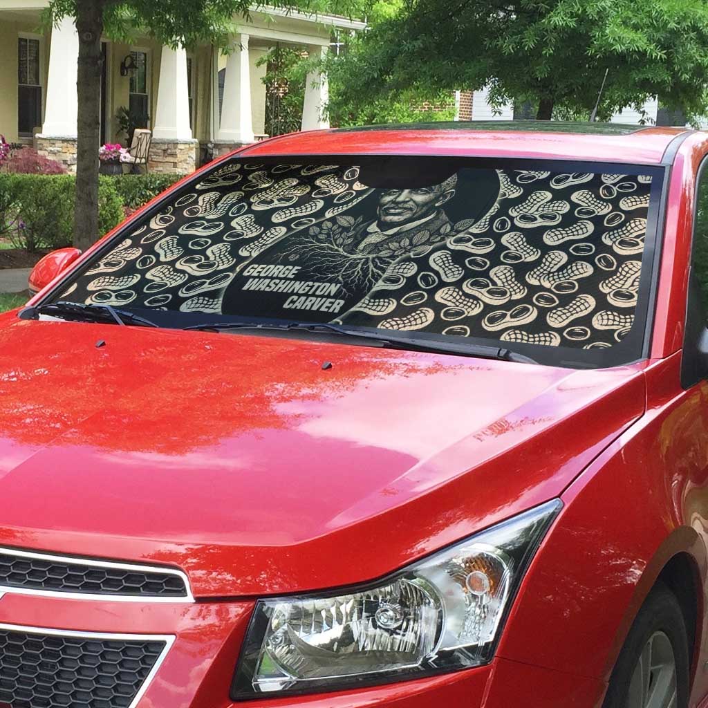 George Washington Carver Auto Sun Shade Peanut From Soil Comes Knowledge Quote and Agricultural Roots - African Pride