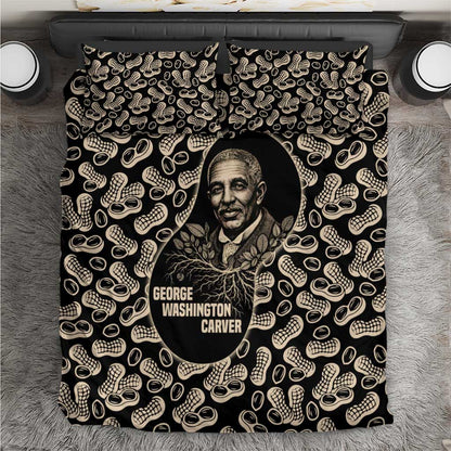 George Washington Carver Bedding Set Peanut From Soil Comes Knowledge Quote and Agricultural Roots - African Pride