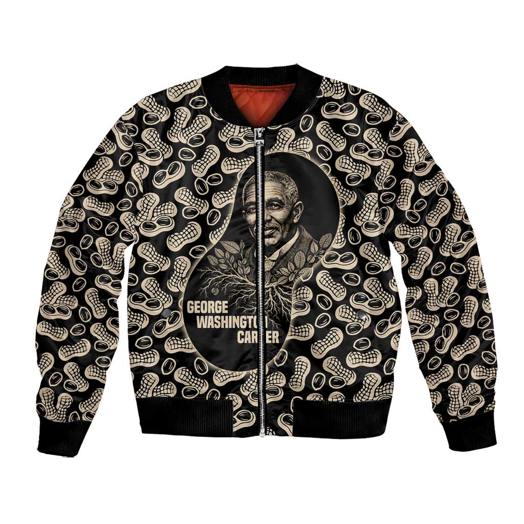 George Washington Carver Bomber Jacket Peanut From Soil Comes Knowledge Quote and Agricultural Roots - African Pride