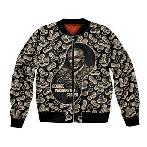 George Washington Carver Bomber Jacket Peanut From Soil Comes Knowledge Quote and Agricultural Roots - African Pride