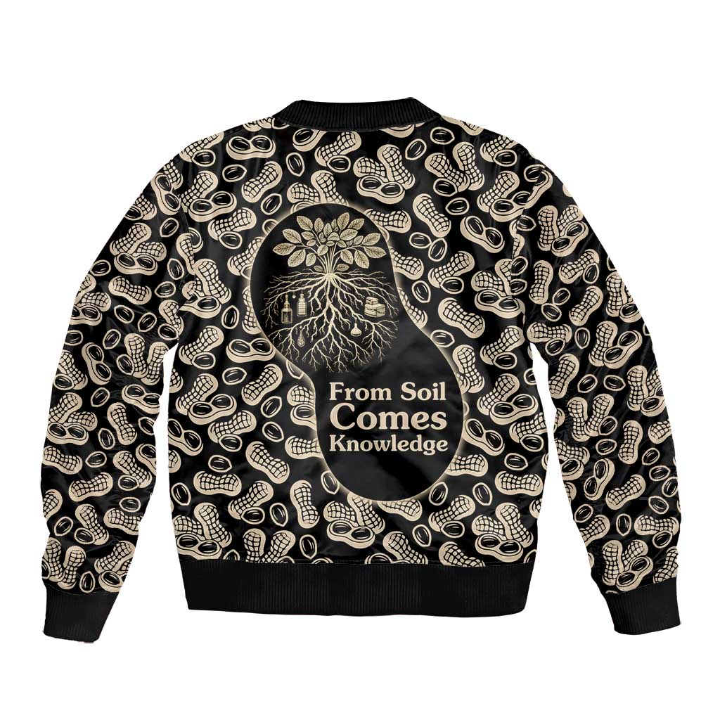 George Washington Carver Bomber Jacket Peanut From Soil Comes Knowledge Quote and Agricultural Roots - African Pride