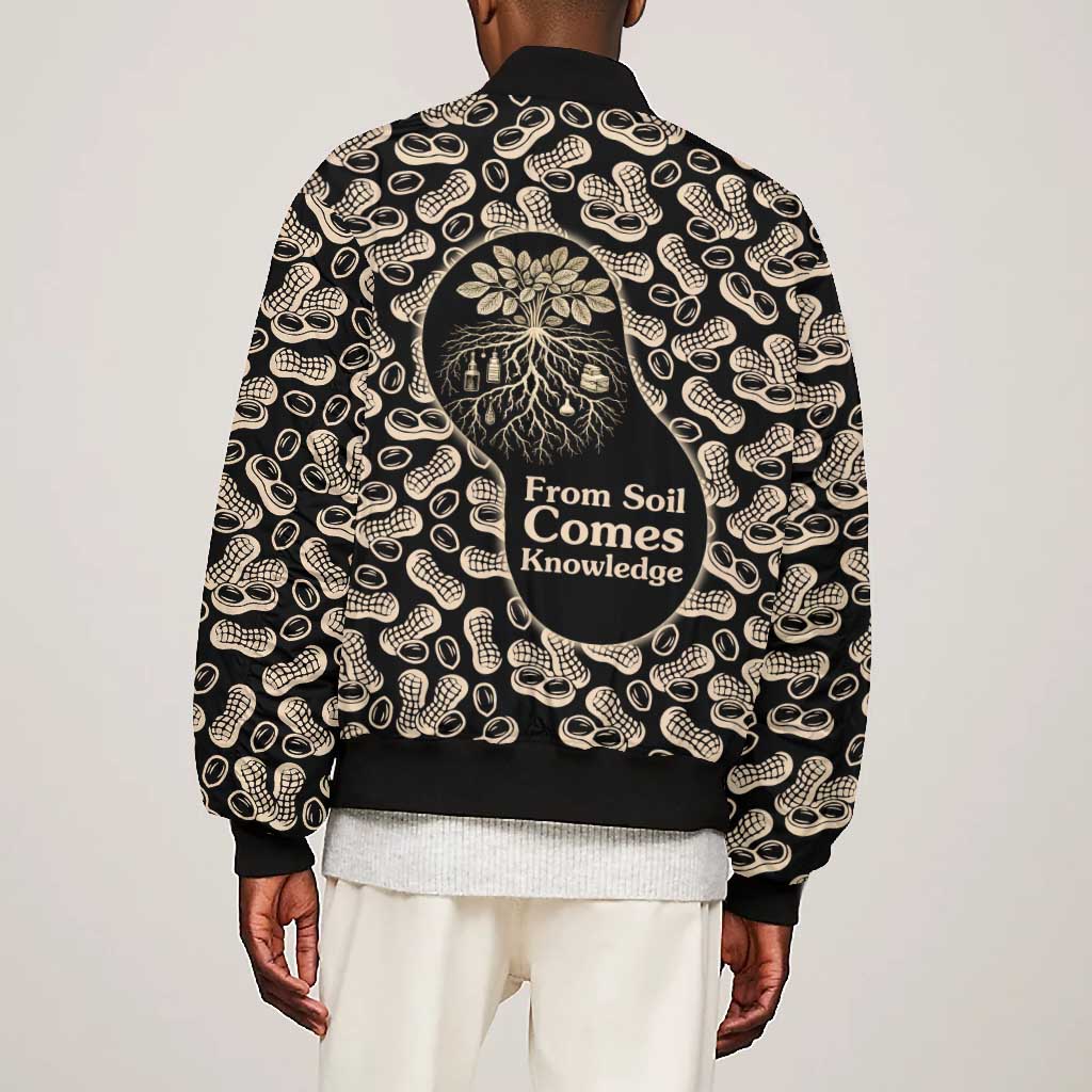 George Washington Carver Bomber Jacket Peanut From Soil Comes Knowledge Quote and Agricultural Roots - African Pride