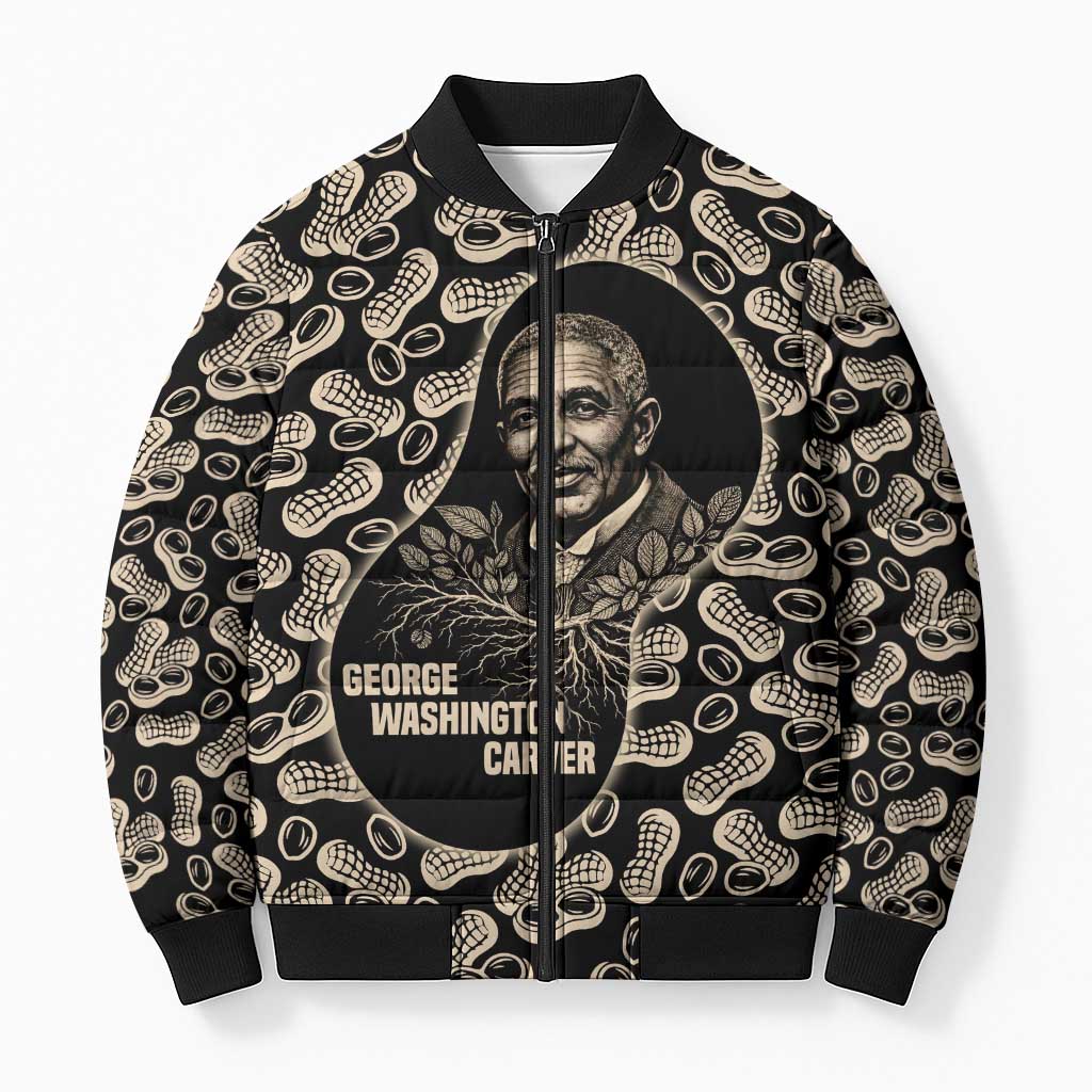 George Washington Carver Bomber Puffer Jacket Peanut From Soil Comes Knowledge Quote and Agricultural Roots - African Pride