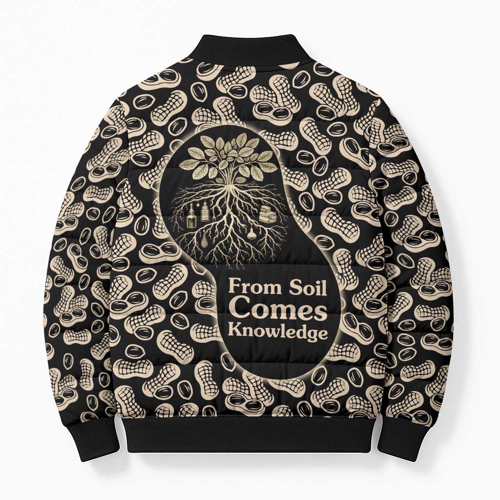 George Washington Carver Bomber Puffer Jacket Peanut From Soil Comes Knowledge Quote and Agricultural Roots - African Pride