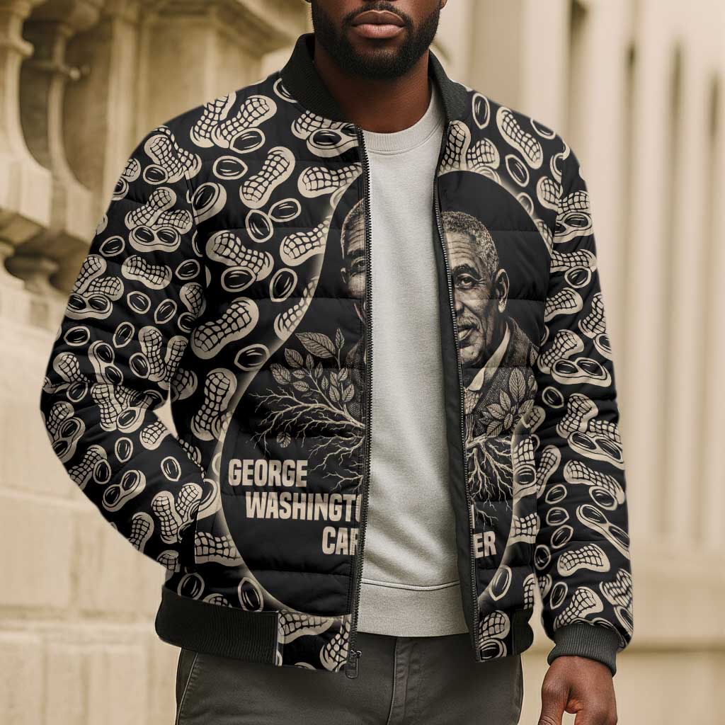 George Washington Carver Bomber Puffer Jacket Peanut From Soil Comes Knowledge Quote and Agricultural Roots - African Pride