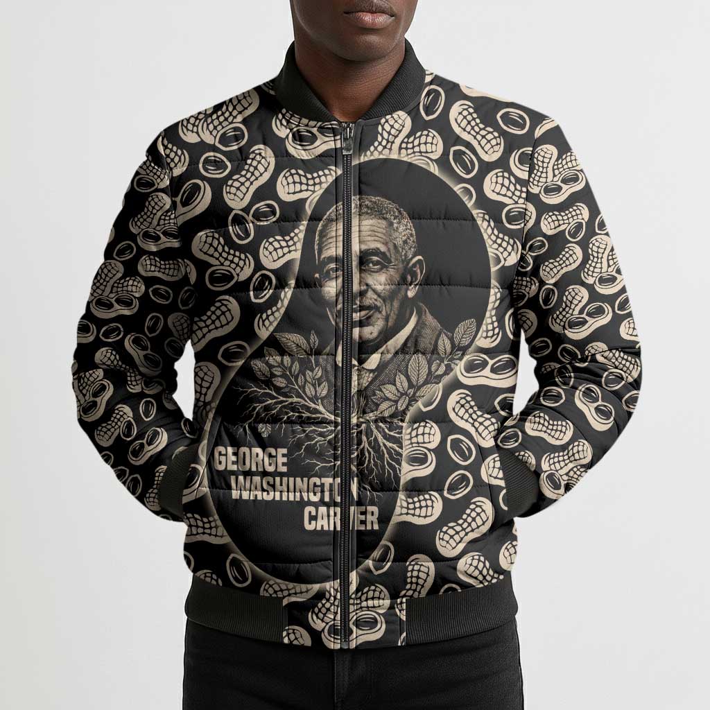 George Washington Carver Bomber Puffer Jacket Peanut From Soil Comes Knowledge Quote and Agricultural Roots - African Pride