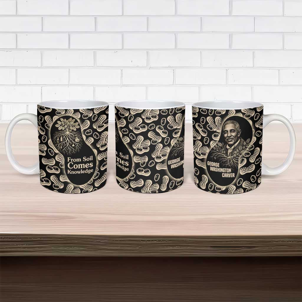 George Washington Carver Ceramic Mug Peanut From Soil Comes Knowledge Quote and Agricultural Roots - African Pride