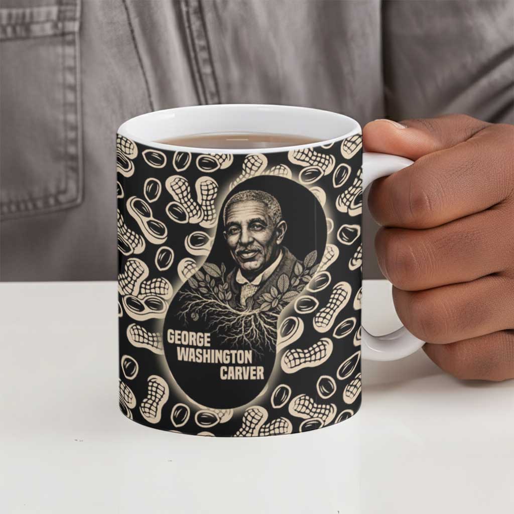 George Washington Carver Ceramic Mug Peanut From Soil Comes Knowledge Quote and Agricultural Roots - African Pride