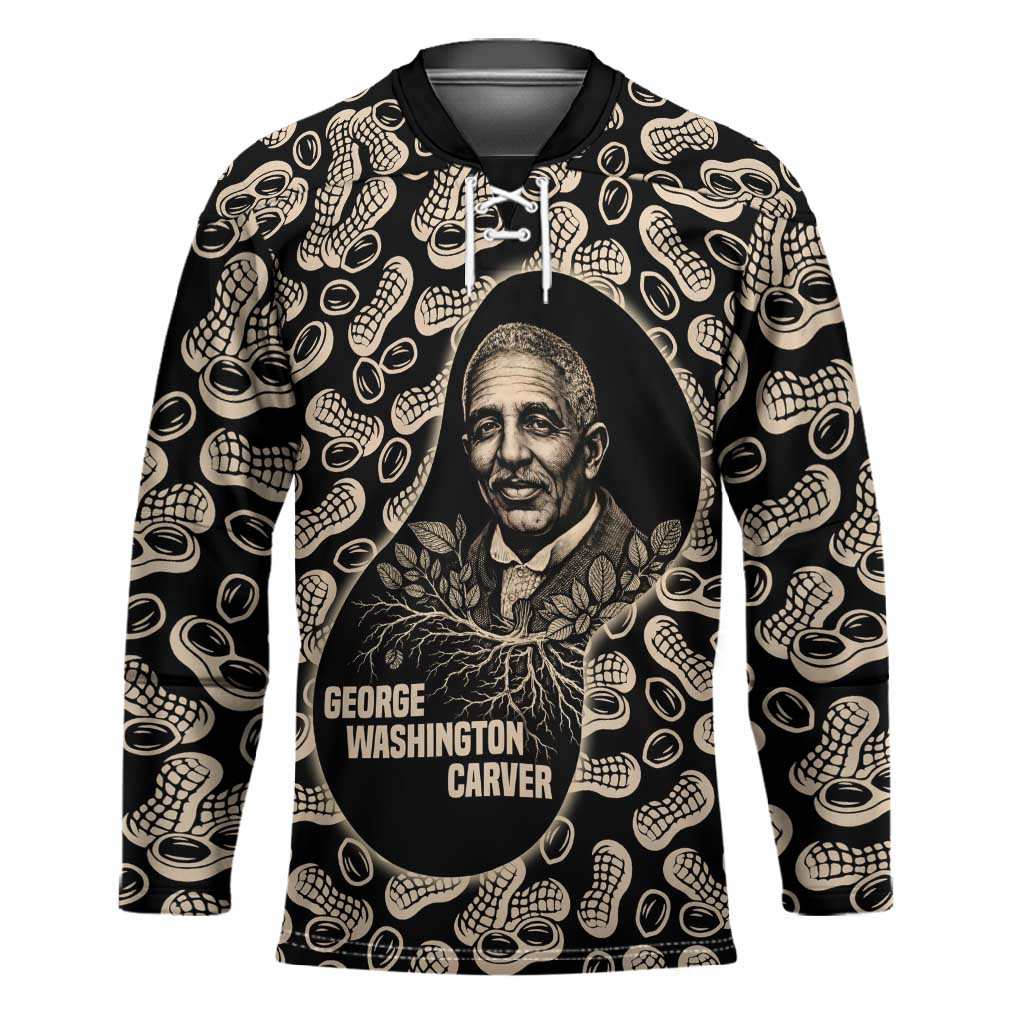 George Washington Carver Hockey Jersey Peanut From Soil Comes Knowledge Quote and Agricultural Roots - African Pride
