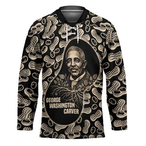 George Washington Carver Hockey Jersey Peanut From Soil Comes Knowledge Quote and Agricultural Roots - African Pride