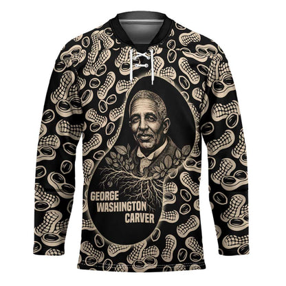 George Washington Carver Hockey Jersey Peanut From Soil Comes Knowledge Quote and Agricultural Roots - African Pride