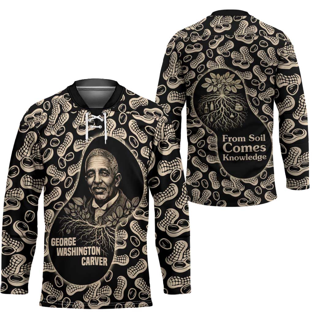 George Washington Carver Hockey Jersey Peanut From Soil Comes Knowledge Quote and Agricultural Roots - African Pride